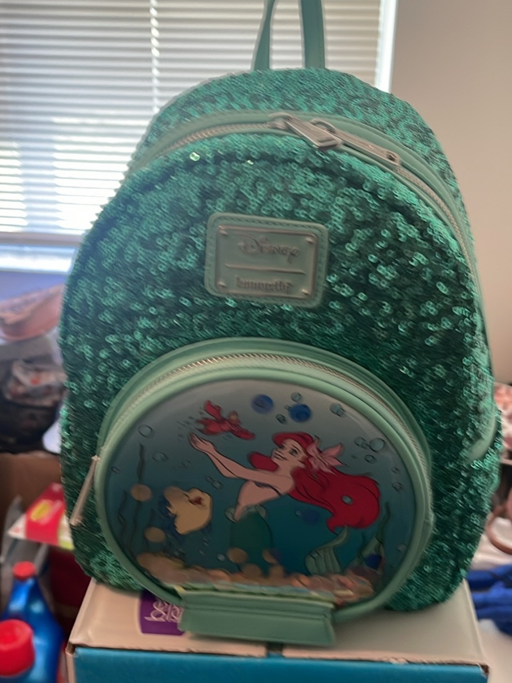 Disney Ariel Sequin Mini Backpack - Teal loungefly